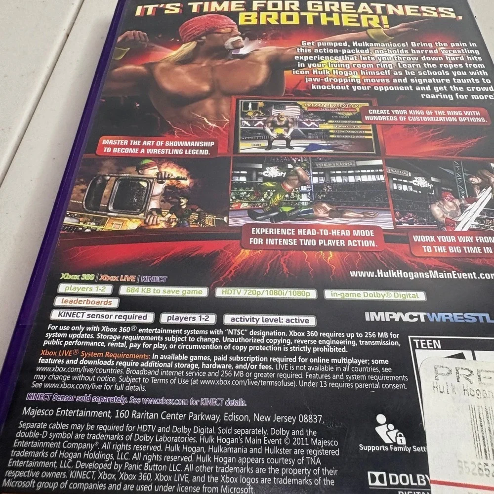 Hulk Hogan's Main Event for the Xbox 360 console Kinect Game Complete